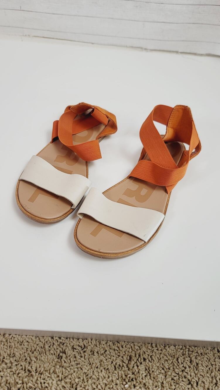 SOREL Ella II Sandals in Burnt Orange/White, sz 7.5